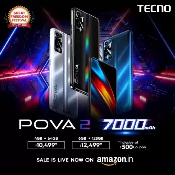 TECNO's POVA 2 first sale is now live on Amazon at Rs 10,499